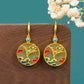 Hetian Jade Crane Earrings with Enamel Inlay – Chinese Style Hanfu Accessory, Elegant Gift for Women