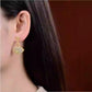 White Jade Fan S925 Gold-Plated Silver Hetian Jade Bamboo Palace Style Chinese Earrings for Women