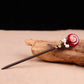 Pink Flower Red Agate Pearl White Flower Hairpin - Wood