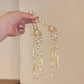 Gold Chinese Hairpin with Long Tassel – Handmade U-Shaped Dunhuang Style Step Shake Hair Accessory
