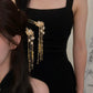 Gold Chinese Hairpin with Long Tassel – Handmade U-Shaped Dunhuang Style Step Shake Hair Accessory