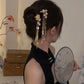 Gold Chinese Hairpin with Long Tassel – Handmade U-Shaped Dunhuang Style Step Shake Hair Accessory