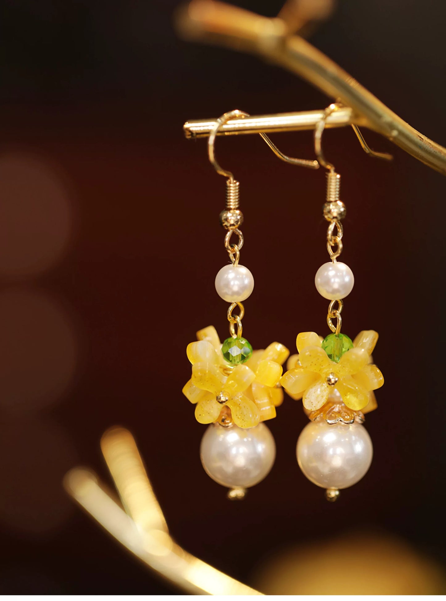 New Chinese Style Osmanthus Earrings – Vintage Floral Dangle Earrings with Oriental Charm
