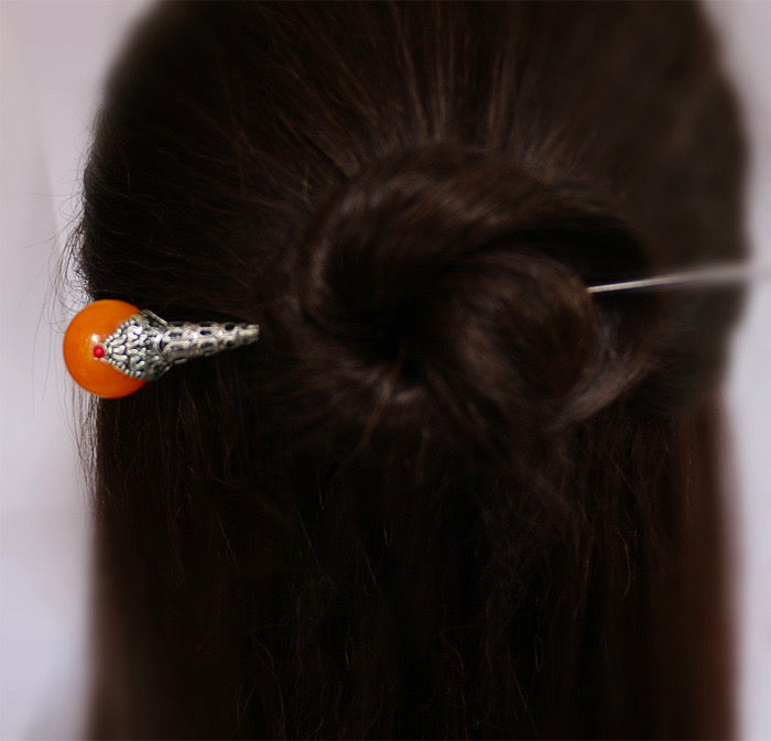 Yellow Honey Wax Hairpin-sterling silver