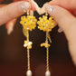 New Chinese Style Osmanthus Earrings – Vintage Floral Dangle Earrings with Oriental Charm