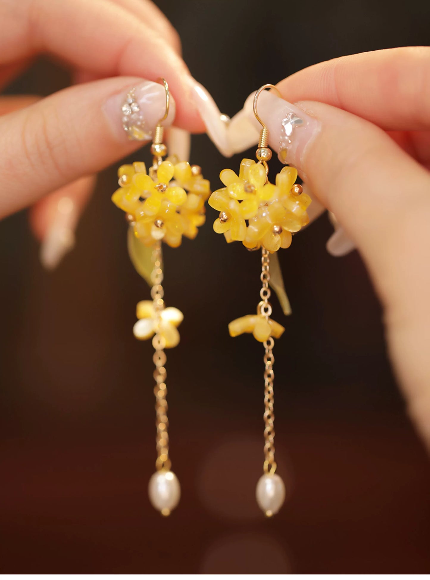 New Chinese Style Osmanthus Earrings – Vintage Floral Dangle Earrings with Oriental Charm