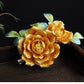 Handmade Yellow Velvet Peony Hair Clip – Traditional Chinese Guofeng Hairpin for Hanfu & Qipao