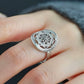 Close-up of the adjustable open band and raised floral ring face