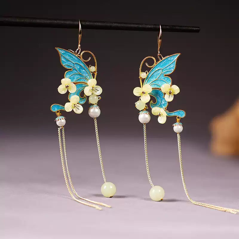 Gold-tone copper hook butterfly earrings, style option