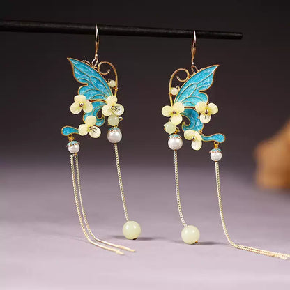 Gold-tone copper hook butterfly earrings, style option