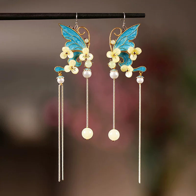 Butterfly earrings with 925 silver hooks, style option