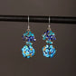 Blue floral drop earrings with 925 silver ear hooks