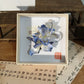 Full view of boxed blue iris Ronghua hairpin