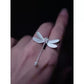 Textured Dragonfly Zircon Brooch – New Chinese Style Silver-Plated Copper Lapel Pin