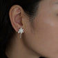 Side view of the lily flower earring worn on the ear