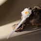Soft yellow peony ceramic hairpin with a smooth white stick