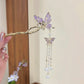 Elegant Chinese Hairpin – Smoky Purple Butterfly Beaded Tassel | New Oriental Style Hanfu Accessories