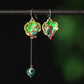 Green koi earrings with silver-tone 925 hook option