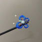 Traditional Chinese Silk Thread Blue Butterfly Hairpin with Freshwater Pearls – Handmade Ethnic Hair Accessory for Women