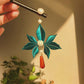Handmade Chinese Chanhua Teal Flower Tassel Hairpin – Sandalwood Pearl Hanfu Hair Accessory for Women