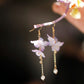 Pair of purple hydrangea chain earrings, product view