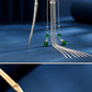 Silver tassel hairpin chain and green bead detail