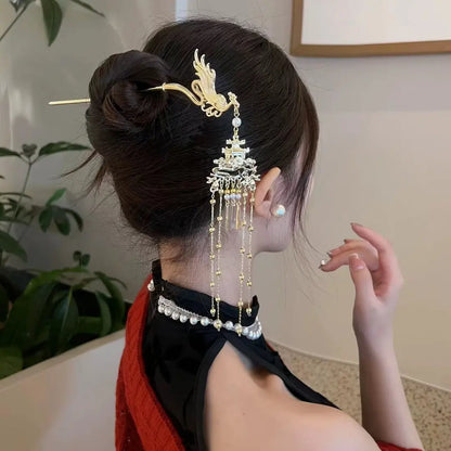 Elegante Phönix-Haarnadel | Hanfu Schritt-Schüttel-Nadel für Frauen | Traditionelle chinesische Feng Qiu Huang Kanzashi für Hanfu & Qipao