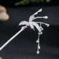 Flying Bird Flower Bead Hairpin- Sterling Silver