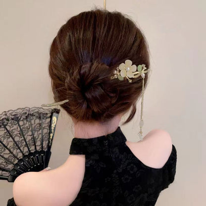Yulan-Blume Haarnadel im chinesischen Stil mit Quaste - Legierung