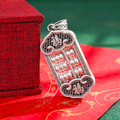 Abakus und Schriftzeichen Fú Anhänger - Sterlingsilber