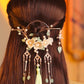 Camellia flower pearl tassel hair ring hairpin