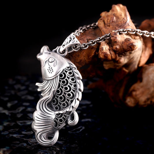 Fish Jump Hollow Pendant - Sterling Silver