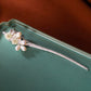 2 Hotan Jade Plum Blossom 4 Pearl Hairpin - Sterling Silver
