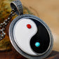 Red Agate and Turquoise Tai Chi Pendant - Sterling Silver