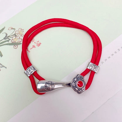 Rotes Seil Ruyi Armband - Sterling Silber