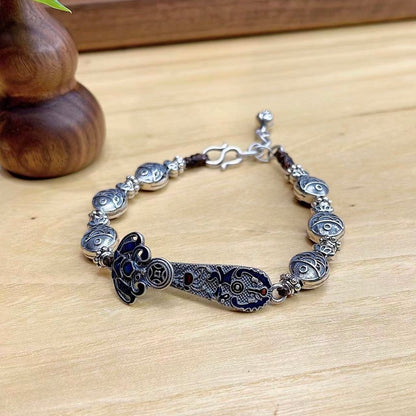 Ruyi 6 Fisch Emaille Armband - Sterling Silber