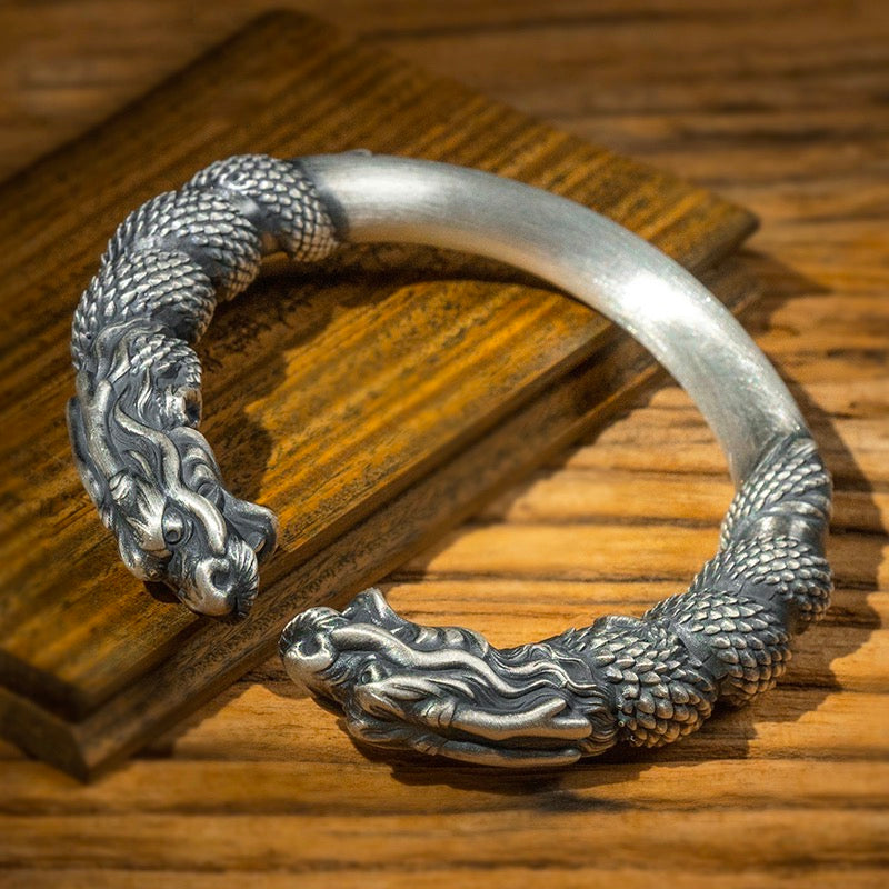 Dragon Double-headed Bracelet - Sterling Silver