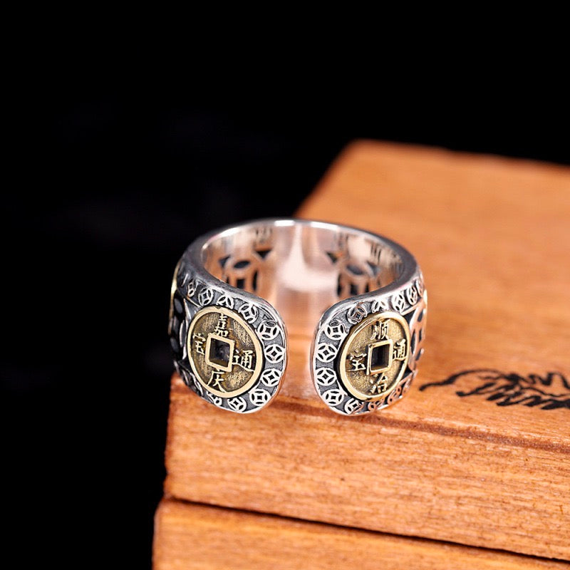 Emperor Coin Ring-Sterling Silver(Attracting wealth)