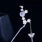 5 plum flowers 2 pearl butterfly tassel crystal hairpin - sterling silver