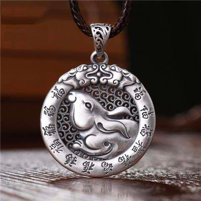 12 Zodiac And Character "Fú" Hollow Pendant-sterling silver