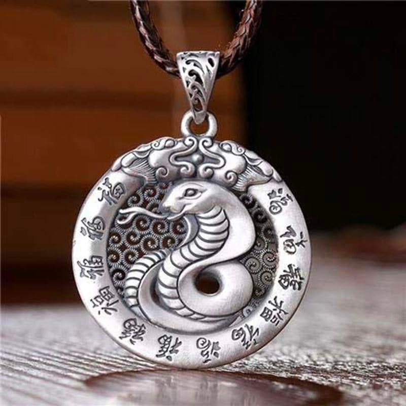 Character "Fú" Hollow And 12 Zodiac Pendant-sterling silver